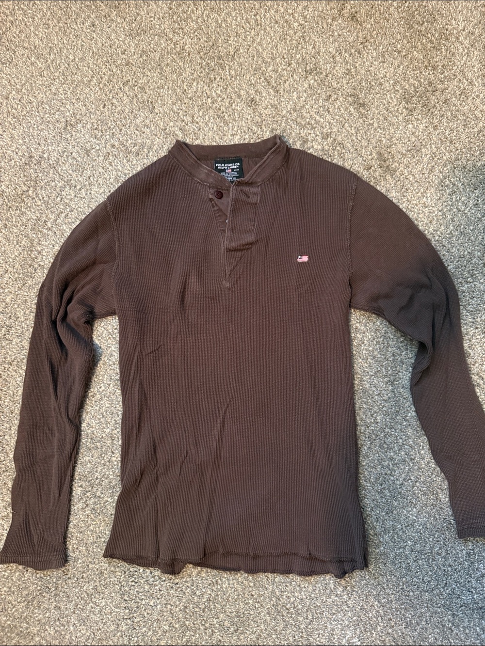Polo by Ralph Lauren Brown Long-Sleeve Waffle Henley